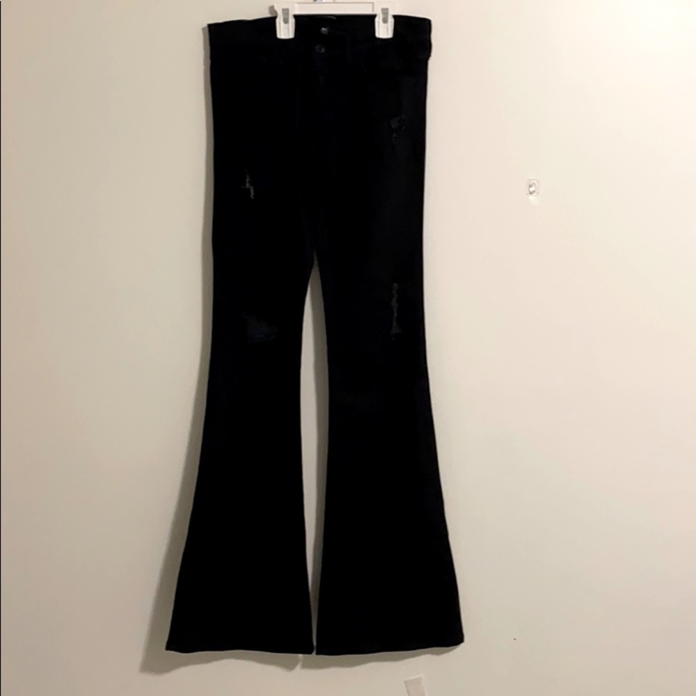 Black flare stretchy jeans